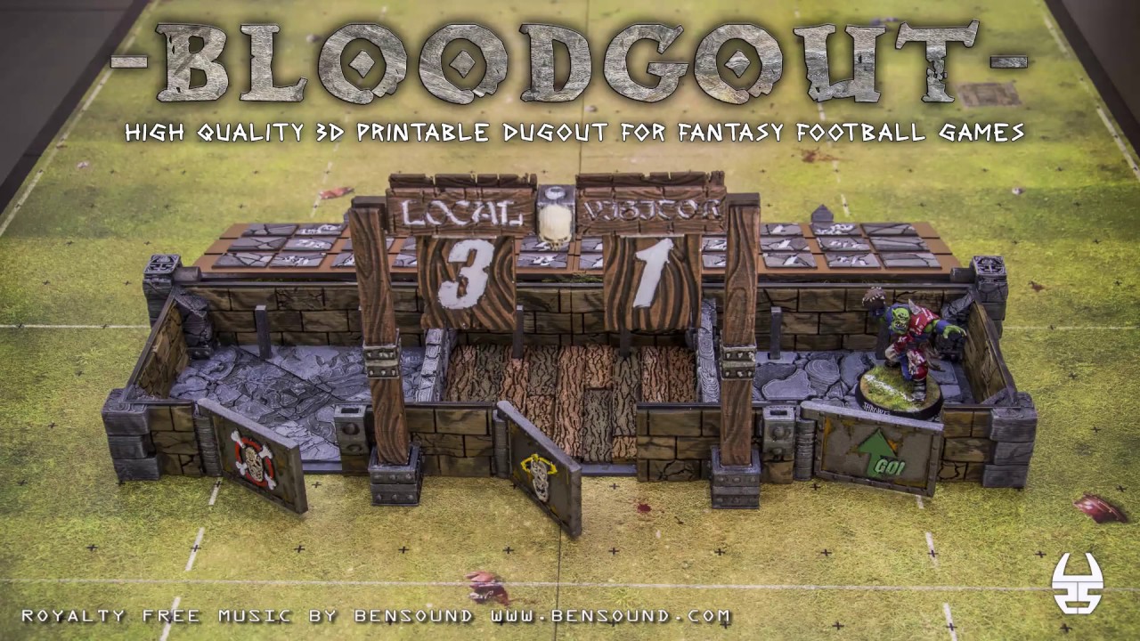 Bloodgout, 3d printable dugout for fantasy football board games.