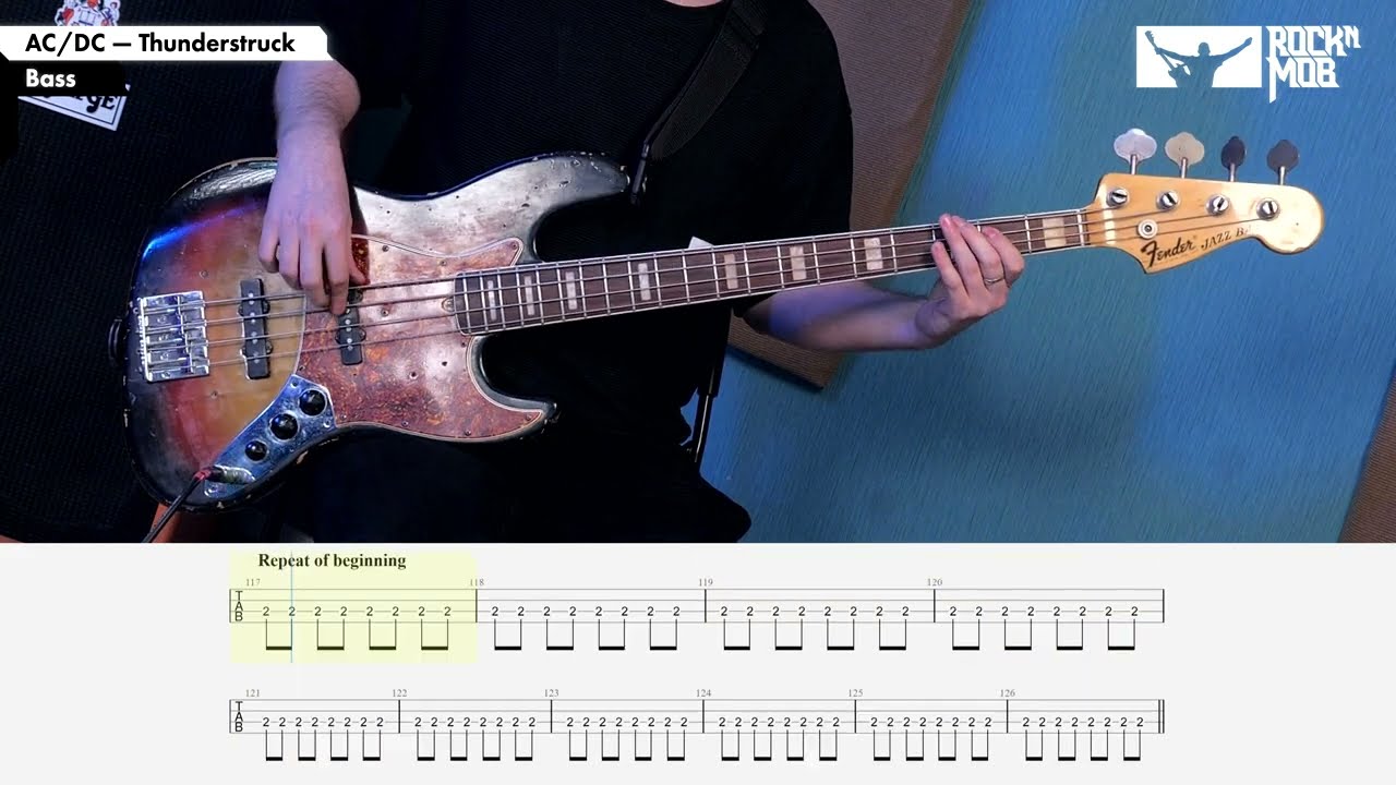 AC/DC &ndash; Thunderstruck. Bass Tutorial