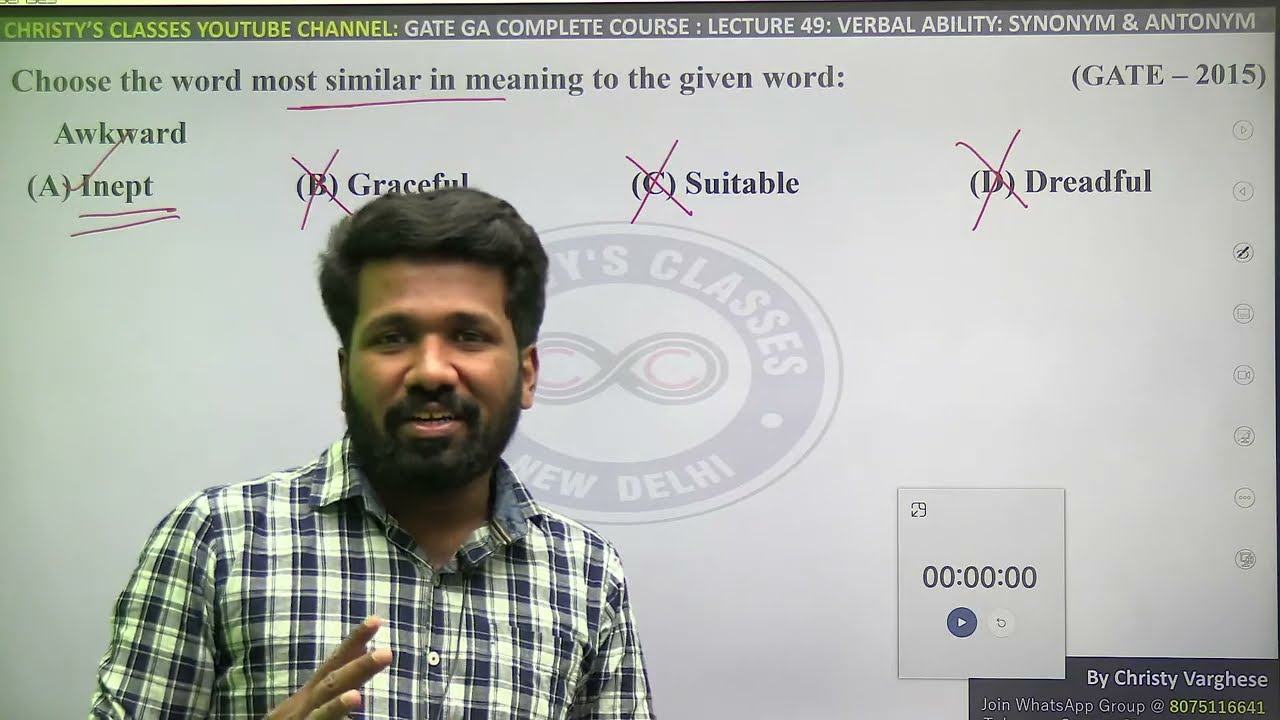 #49 | Synonym & Antonym  | Verbal Ability | General Aptitude | COMPLETE COURSE | GATE 2023 | Christy