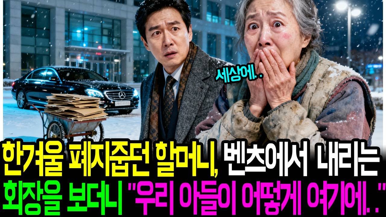 한겨울 폐지줍던 할머니,벤츠에서 내리는 회장을 보더니