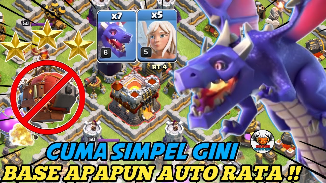 COMBO SIMPEL!! TINGGAL TIDUR AJA RATA!! TH 11 QUEEN CHARGE DRAGON||Clash Of Clans