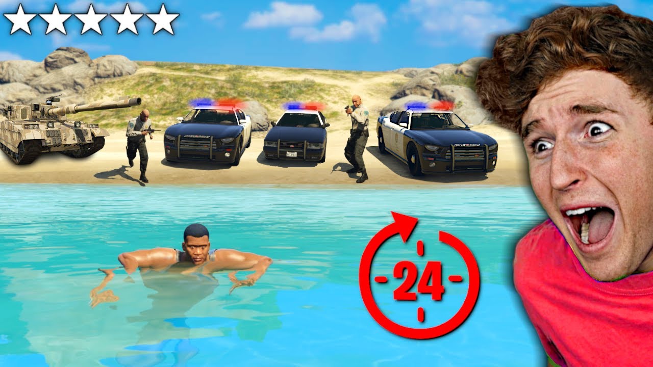Выжить на уровне розыска 5 ЗВЕЗД в течение 24 ЧАСОВ в GTA 5..