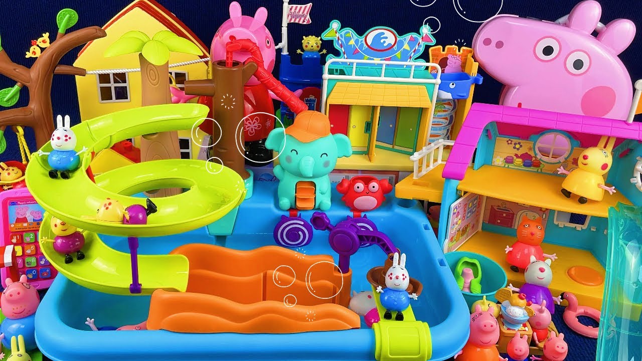 13 Minutes Satisfying with Unboxing Peppa Pig Water Park Slide Pool PlaySet Review Toys | ASMR 