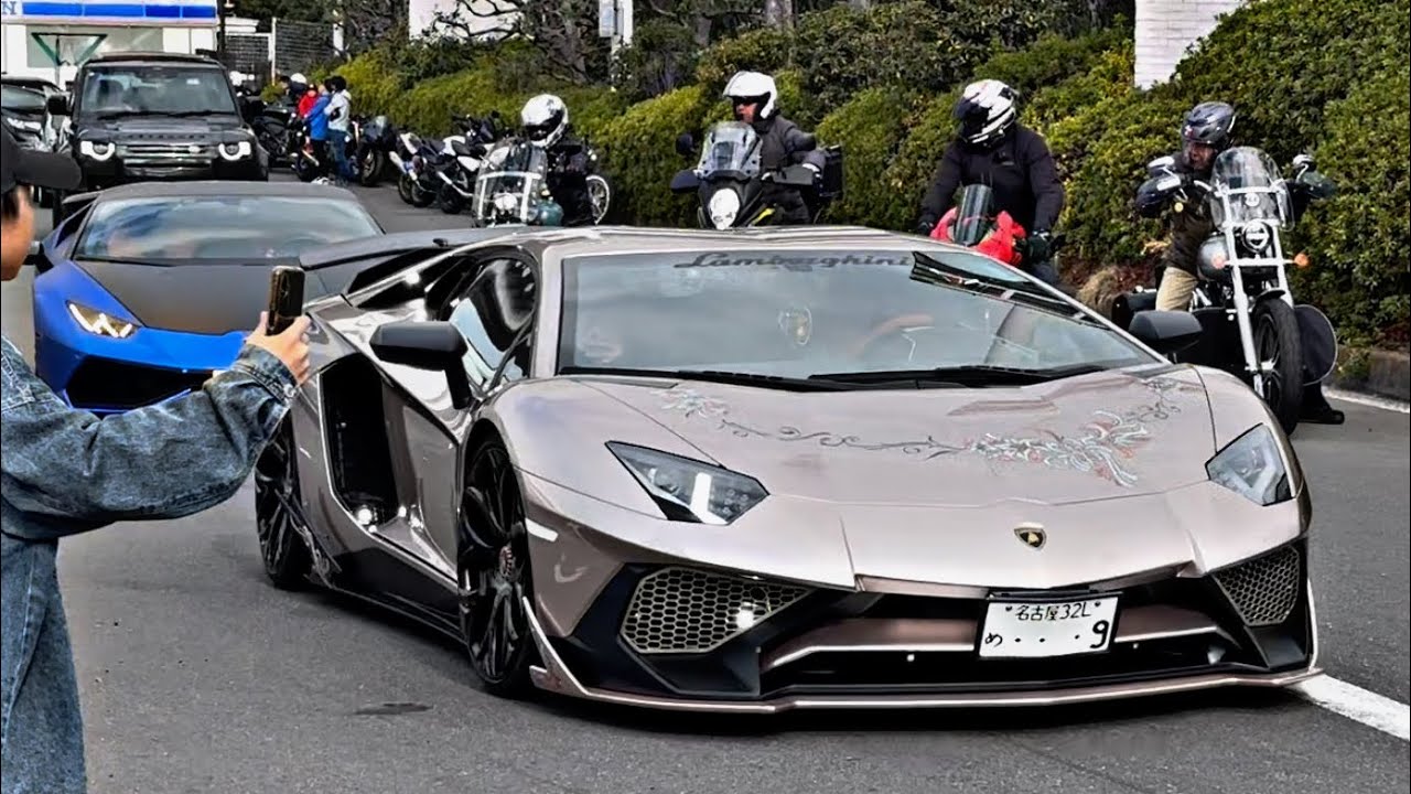 【名古屋から大黒!?】90台を超えるランボルギーニ軍団が爆音で大黒PAを出発!!#lamborghini #aventador #lamborghiniaventador