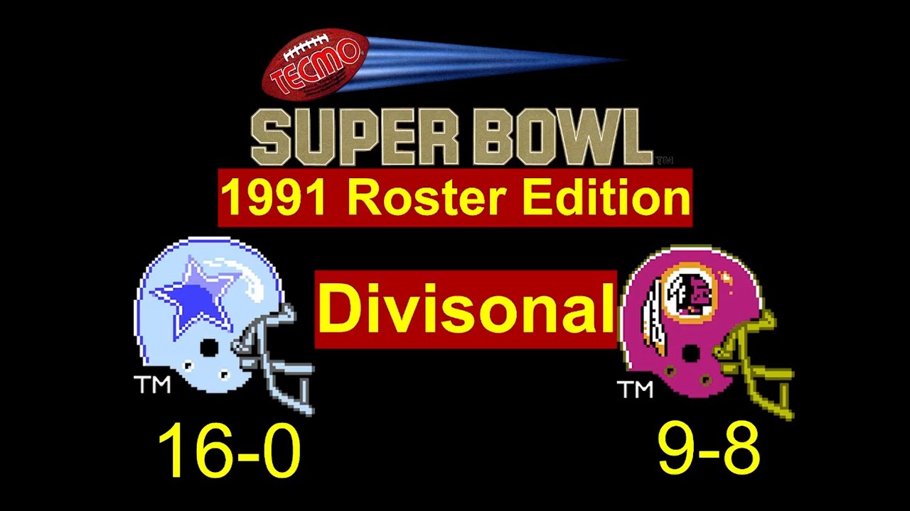 Tecmo Super Bowl (NES) 1991 Rosters Dallas vs Washington  Divisional Round