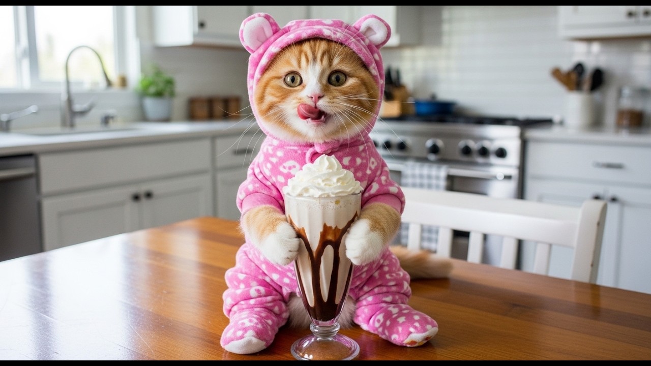 Mama Cat Goes Crazy for Milkshakes — Ginger Can’t Stop Giggling 🐾✨