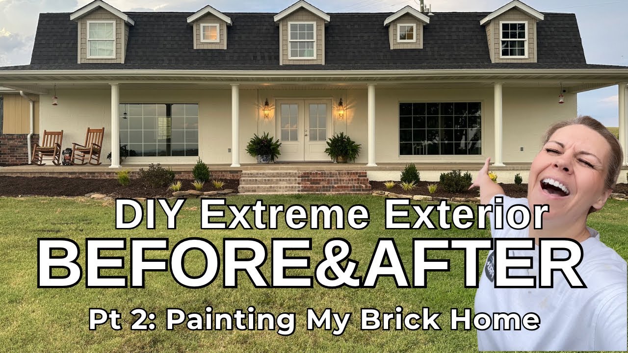 Painting My Brick House - Pt 2 DIY Extreme Exterior Makeover