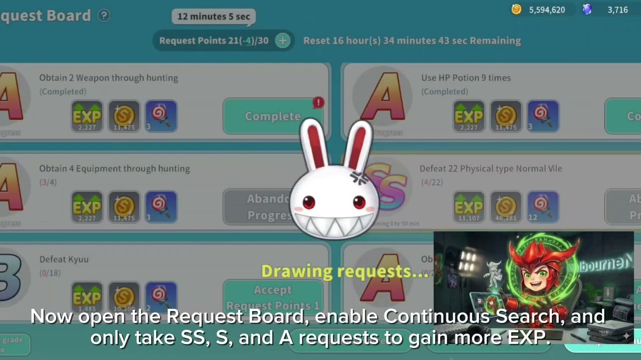 Seal M: How to Level Up Faster (Request Board)
