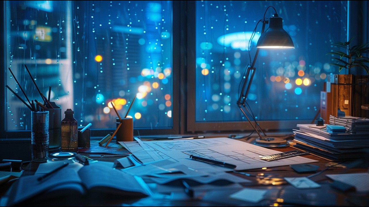 비내리는 밤의 설계실 │ Rainy Night in the Architecture Studio