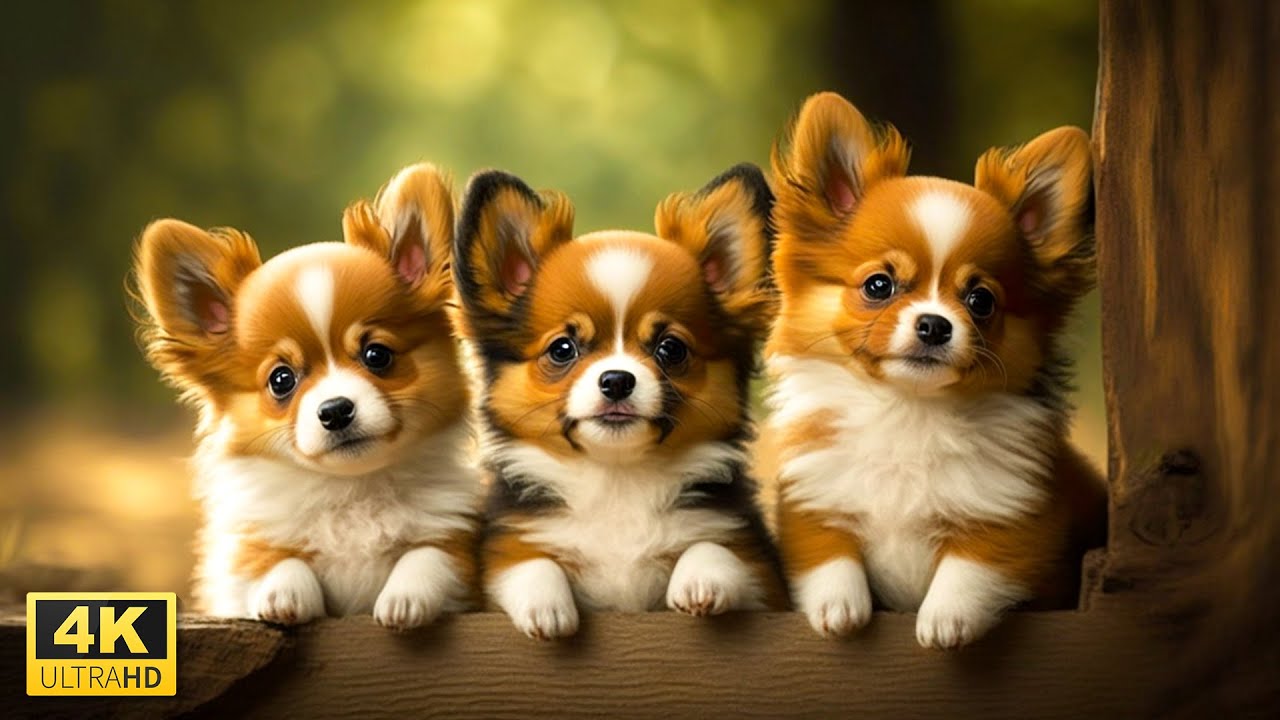 Cute Dog Collections in 4K Ultra HD - 4K Puppies Video - Relaxing Music Source