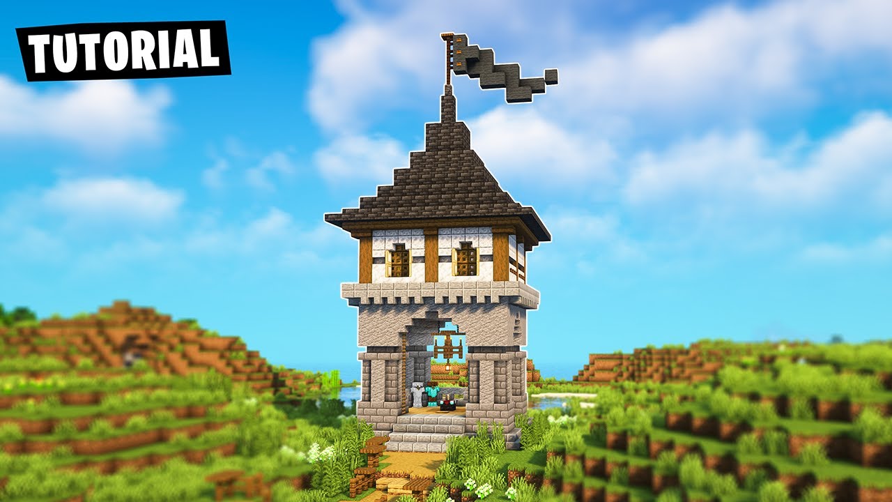 How to Build a Medieval Enchanting House in Minecraft - Tutorial