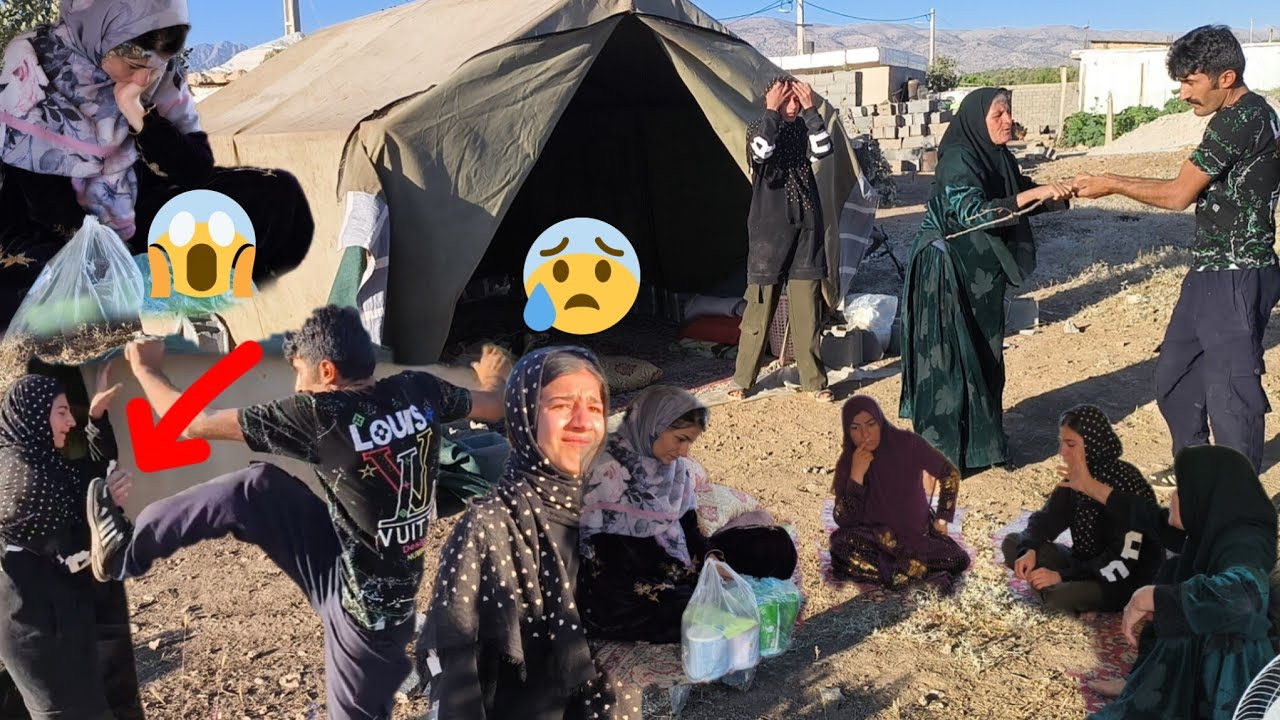 A nomadic girl is beaten by a dangerous man😨 and the girl cries😰