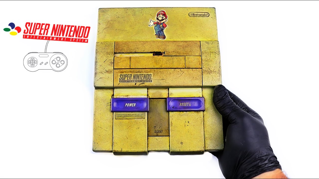 Восстановление пожелтевшей консоли Nintendo SNES Vintage Restoration & Repair ASMR