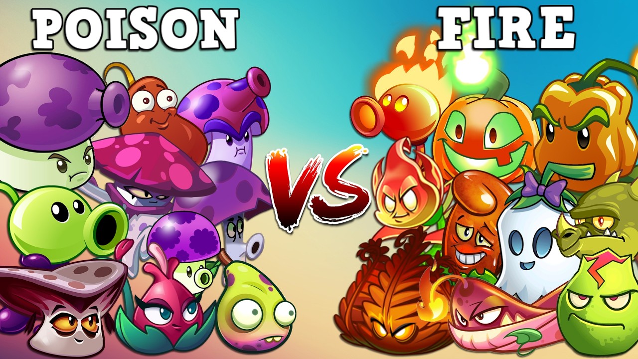 Team POISON vs Team FIRE Plants - Who Will Win? - PLants vs Zombies 2