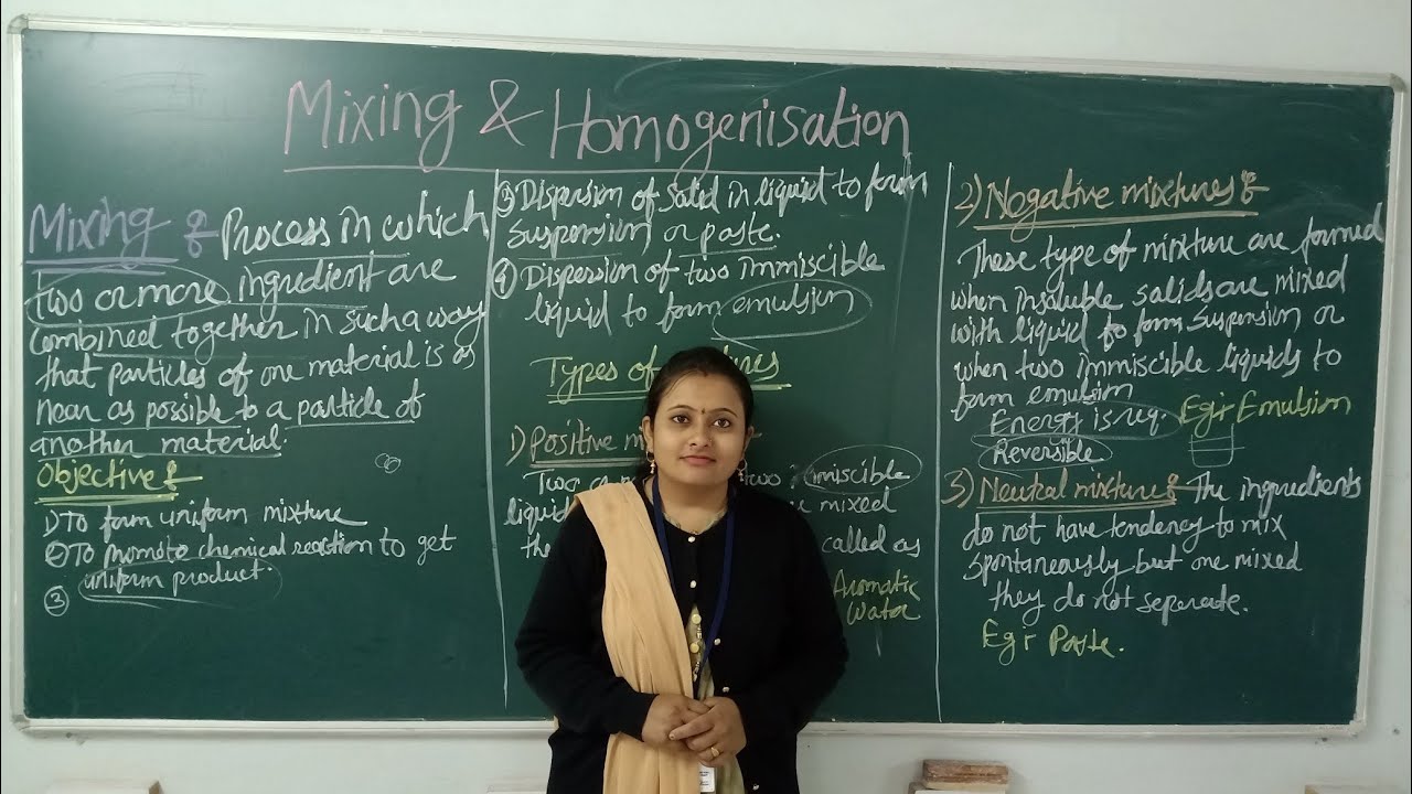 Definition, objective of mixing,types of mixtures under Mixing and Homigenisation