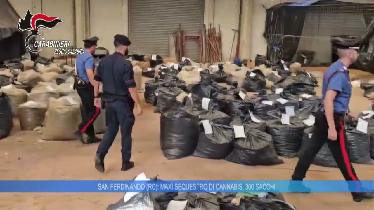 SAN FERDINANDO(RC): MAXI SEQUESTRO DI CANNABIS, 300 SACCHI