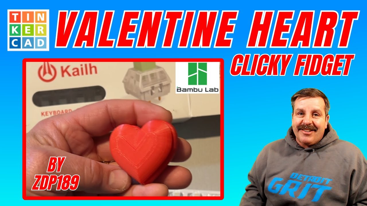 Free Tinkercad Valentines Day Heart Clicky Fidget Tutorial via ZDP189