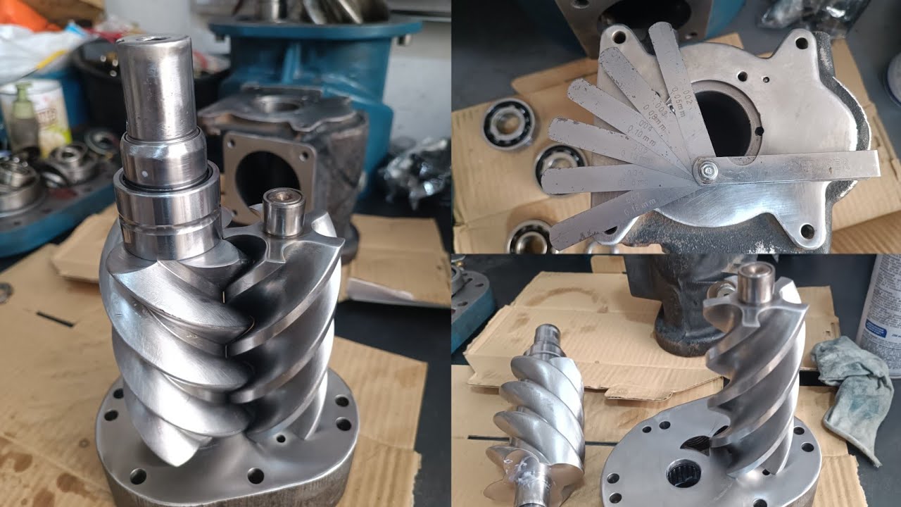 CALIBRACIÓN DE TORNILLOS ROTATIVOS COMPRESOR DE AIRE . AJUSTE Y TOLERANCIA PARA EVITAR RAYADURAS.