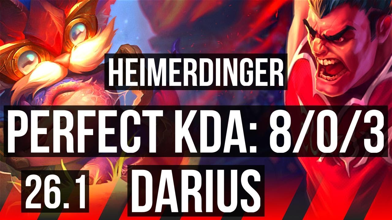 HEIMERDINGER vs DARIUS (TOP) | Perfect KDA: 8/0/3 | KR Master | 26.1