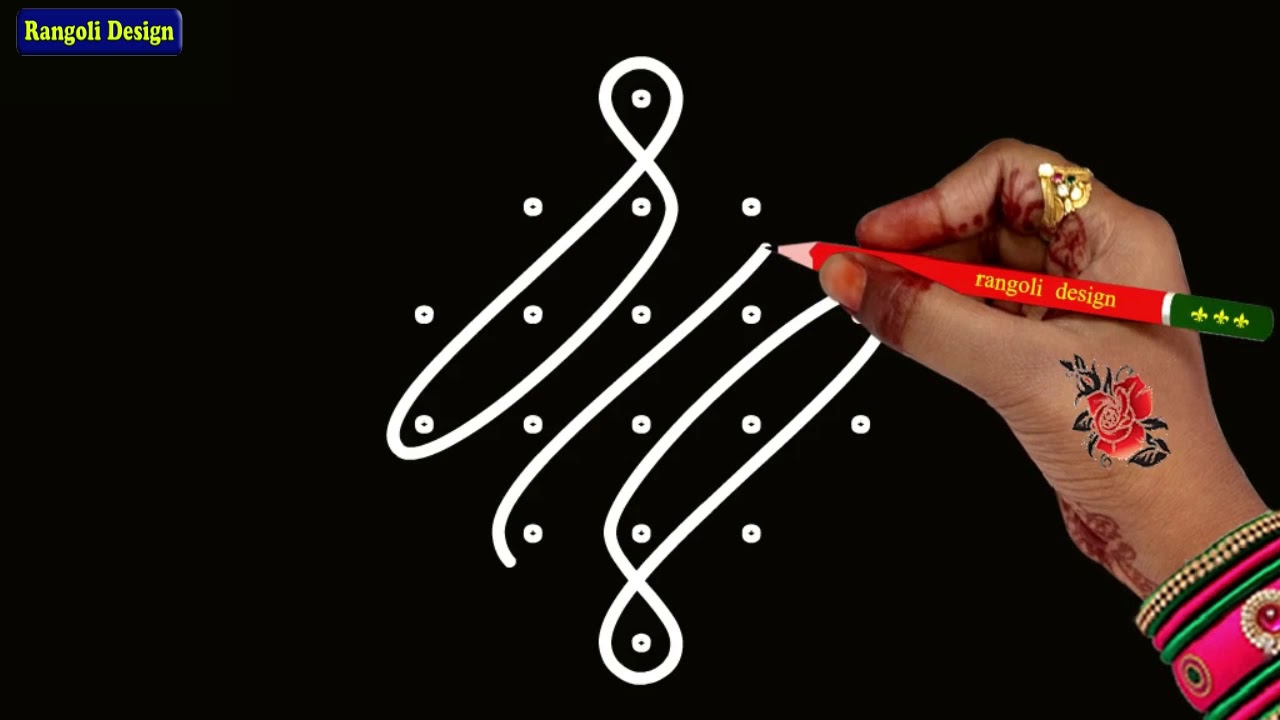 daily easy fast mugullu design with 6x2 stright line dots | melikala muggulu  for daily