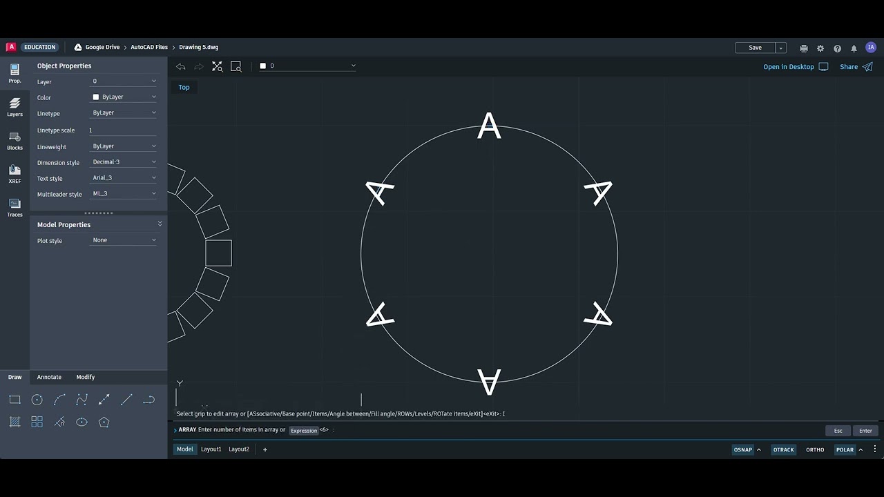 AutoCAD Web 035   Array Polar Text
