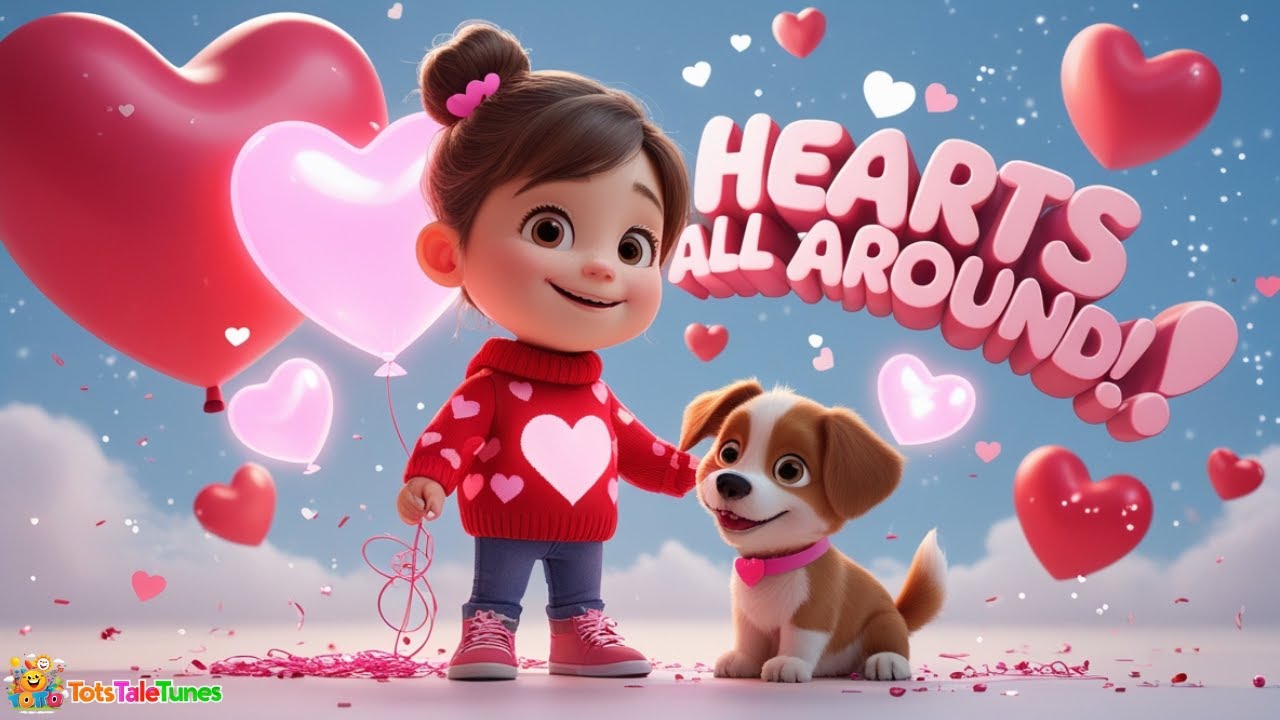 ❤️ Hearts All Around 💞 | Valentine’s Day Rhyme for Kids | Cute Preschool Song | TotsTaleTunes
