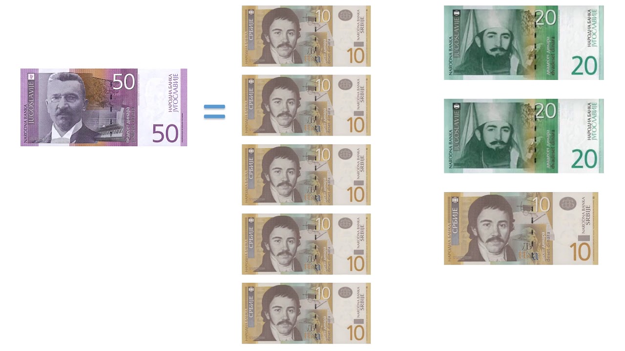 Novac (novčanice od 10,20,50 i 100 din)