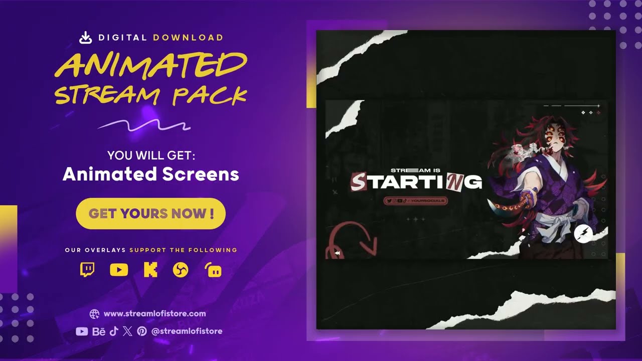 Anime Stream Overlay Pack &mdash; Animated Twitch & YouTube Graphics