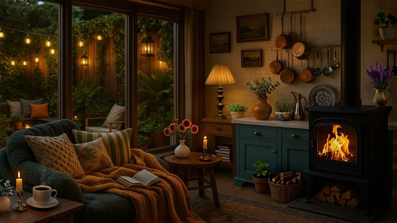 Cozy and Relaxing Fireplace Ambience | Peaceful Kitchen Nook with No Music