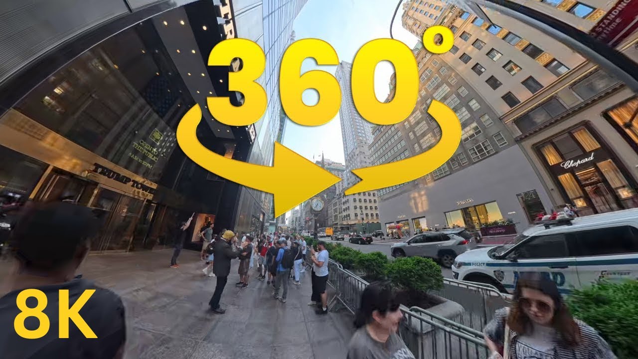 360° VR NYC Walking Tour - 5th Avenue - Rockefeller Avenue 8k
