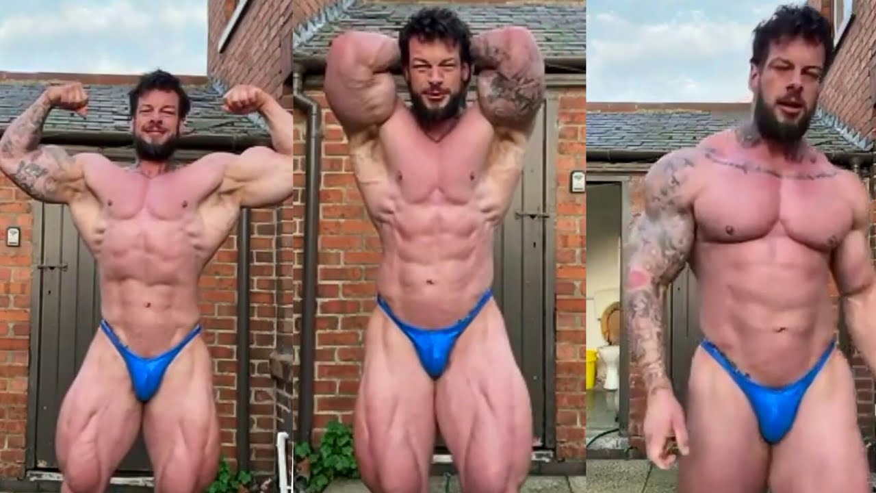 Huge Tall Bodybuilder Muscle Daddy Jamie Christian Flexing and Bathing