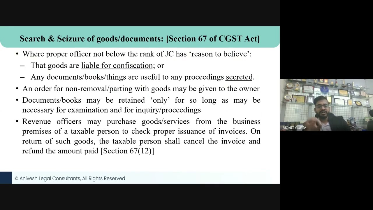 📢 Webinar on Search, Seizure & Arrest under GST