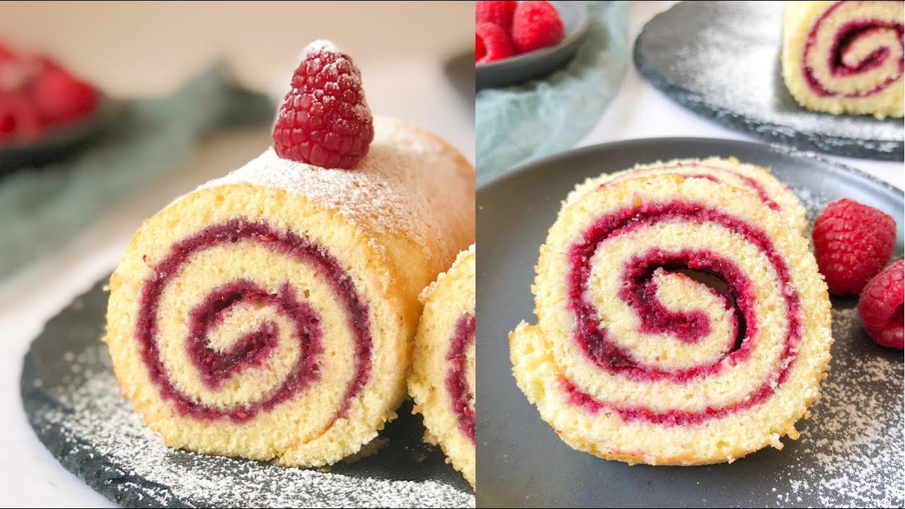 كيك رولي او سويس رول بالمربى، ناجح 100% بدون تكسرات Cake roulé à la confiture fait maison réussi