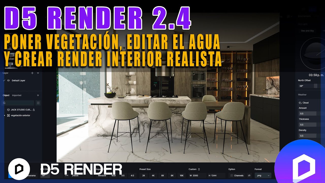 D5 RENDER 2.4 🔥 VEGETACIÓN PISCINA Y RENDER INTERIOR REALISTA