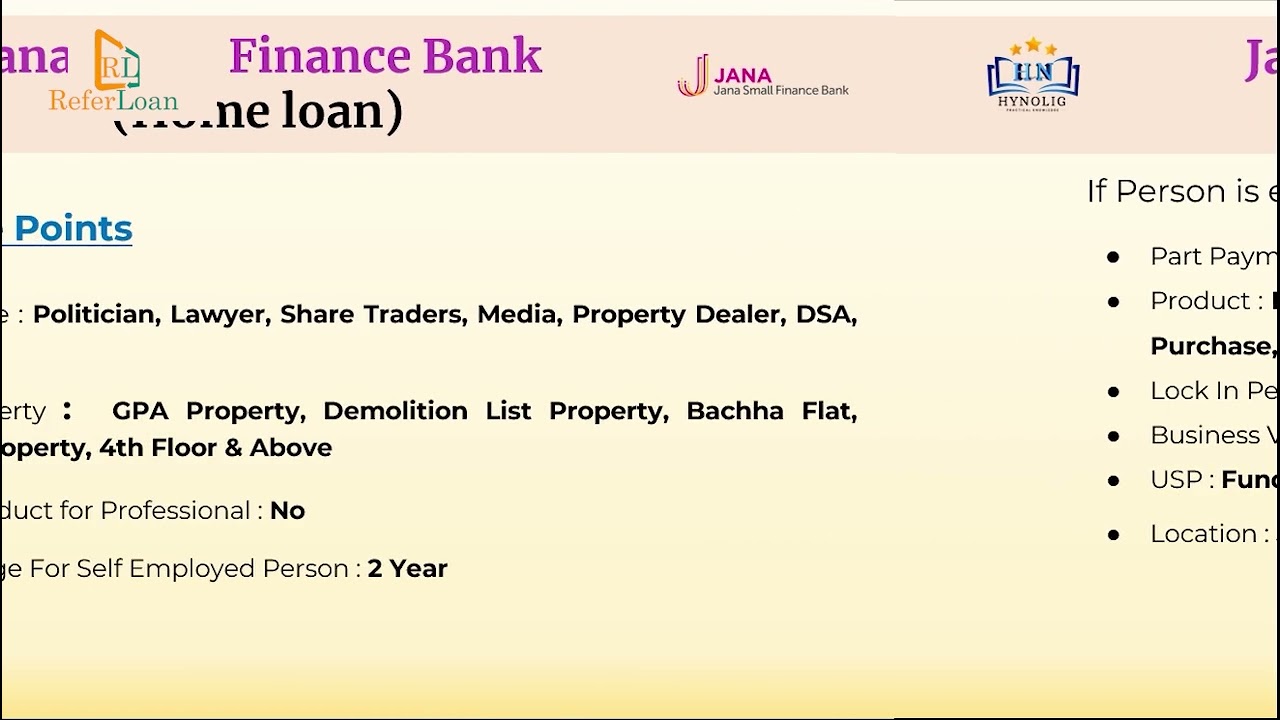 Jana Bank Home Loan Policy Video