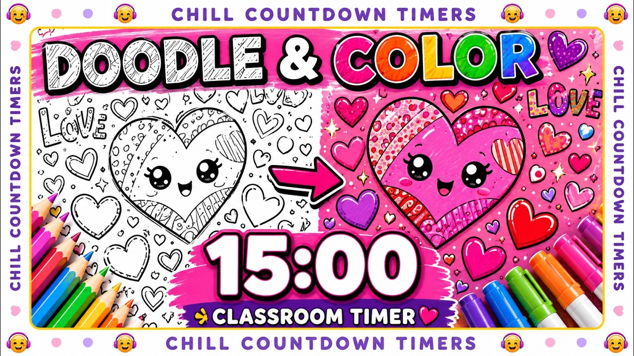 15 Minute Chill Doodle Timer  | Calm Classroom Art for Focus, Studying & Relaxation