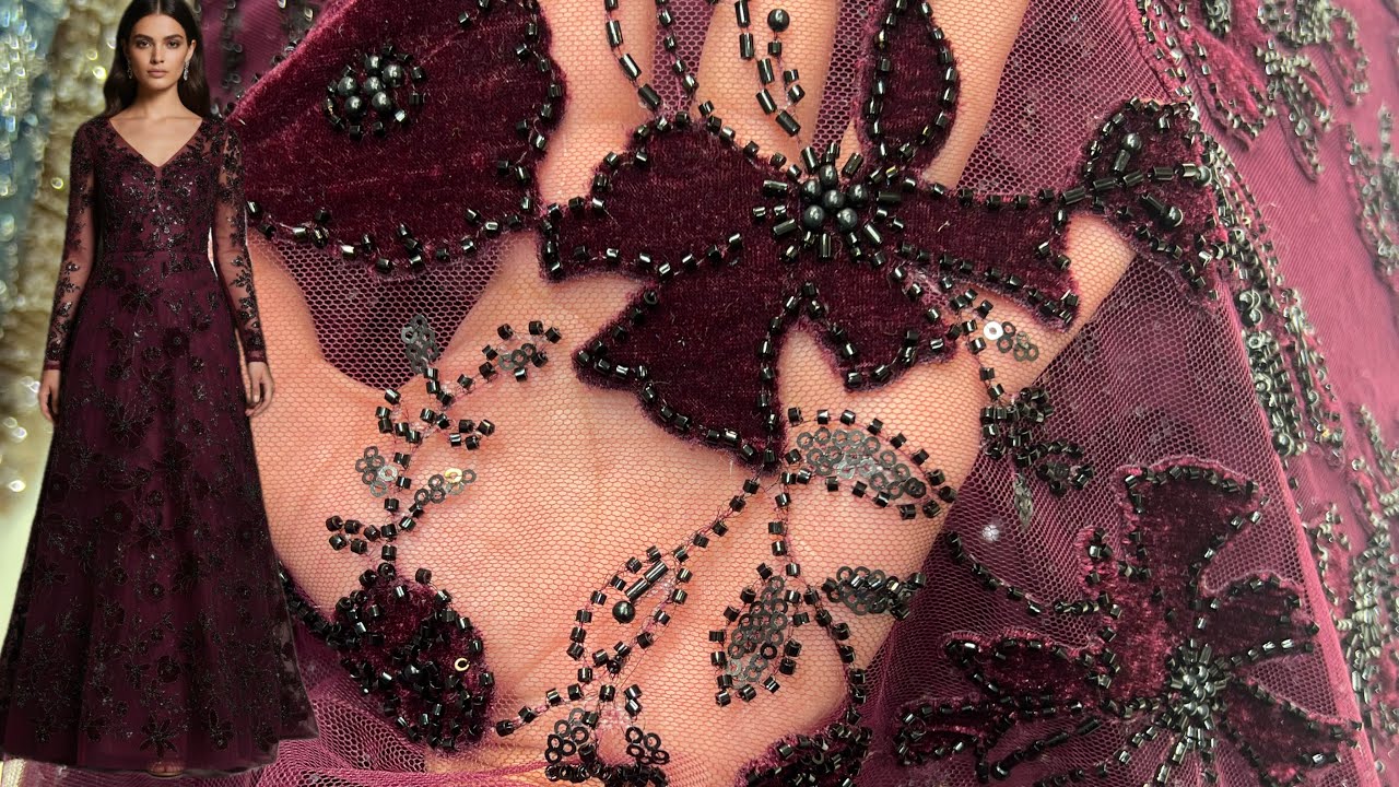 Net Velvet Applique Turkish Cutdana Dress | Luxury Wedding & Party Wear | COD Available Pakistan ✨