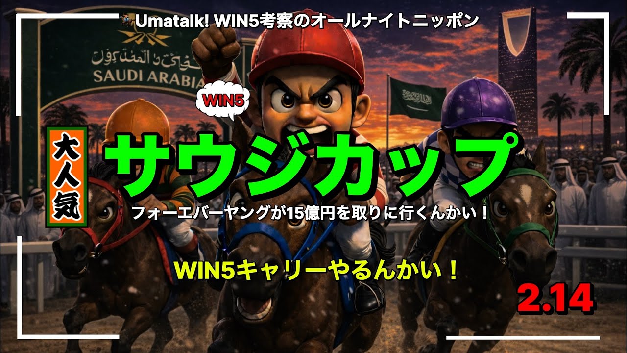 【サウジカップ】WIN5の買い目公開ライブ考察とフォーエバーヤングのSAUDI CUP! 📱
