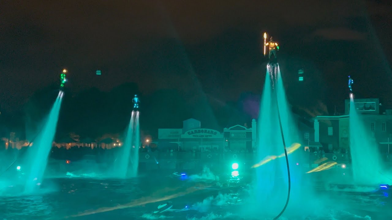 4K ESPECTÁCULO AQUAMAN 2022   PARQUE WARNER MADRID (Aquaman Nighttime Spectacular)