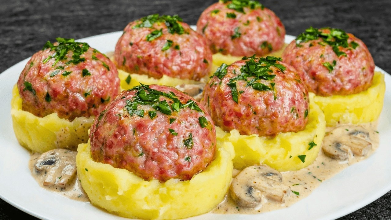 Das hat Oma immer gekocht! 😍 Saftige Fleischbällchen mit cremiger Pilzsauce