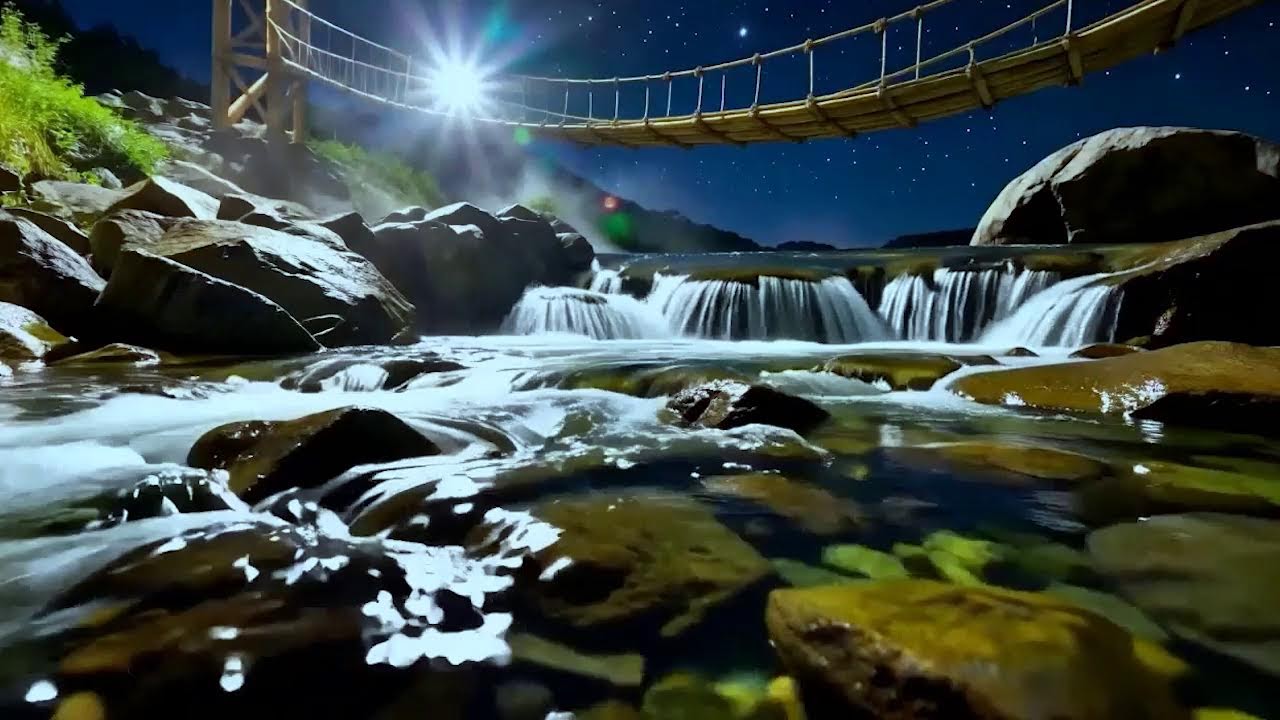 Sleep Instantly 🌙 10+ Hours of Tranquil Forest Stream & Small Waterfall White Noise