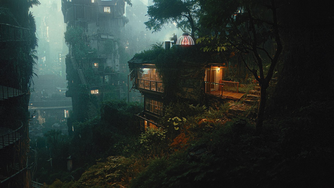 Hidden Safehouse In The Umbra Heights of Sector 12 | Rainy Cyberpunk Night Ambient (8 Hours)