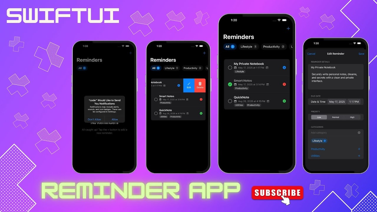 🧠✨ RemindMe - Smart & Stylish SwiftUI Reminder App