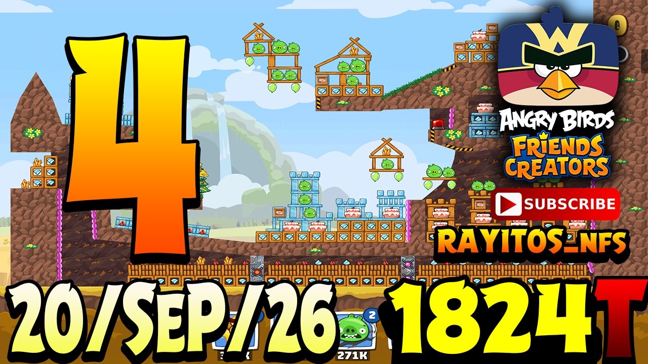 Angry Birds Friends Level 4 Tournament 1824 Highscore POWER-UP walkthrough 3 stars