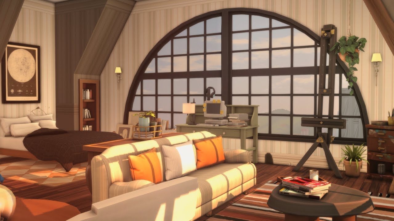 COZY ATTIC LOFT APARTMENT | SIMS 4 SPEEDBUILD | CC