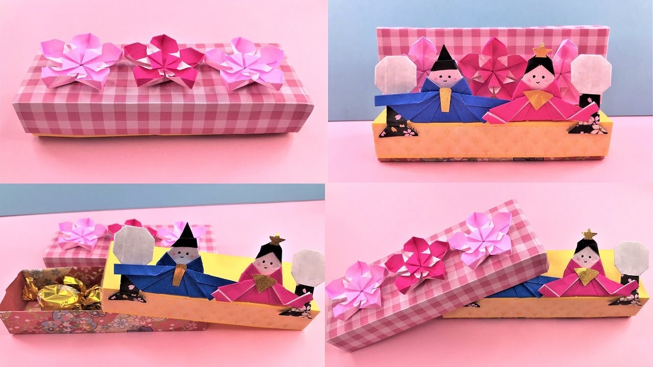【 ひなまつり 折り紙 】雛人形 箱入り 折り方 Origami Japanese kimono doll in the box tutorial（NiceNo1）
