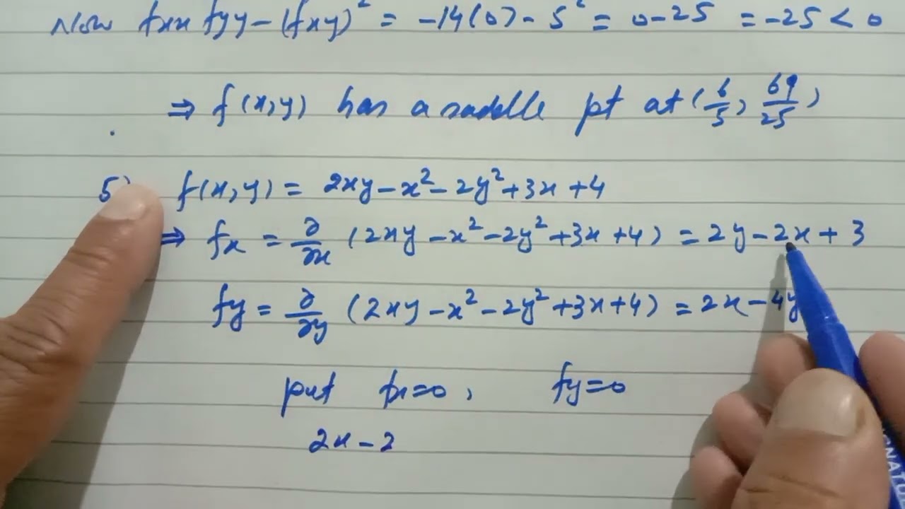 Thomas Calculus Exercise 14.7 Q 4, 5, 6. maxima, minima and saddle points in multi variables.