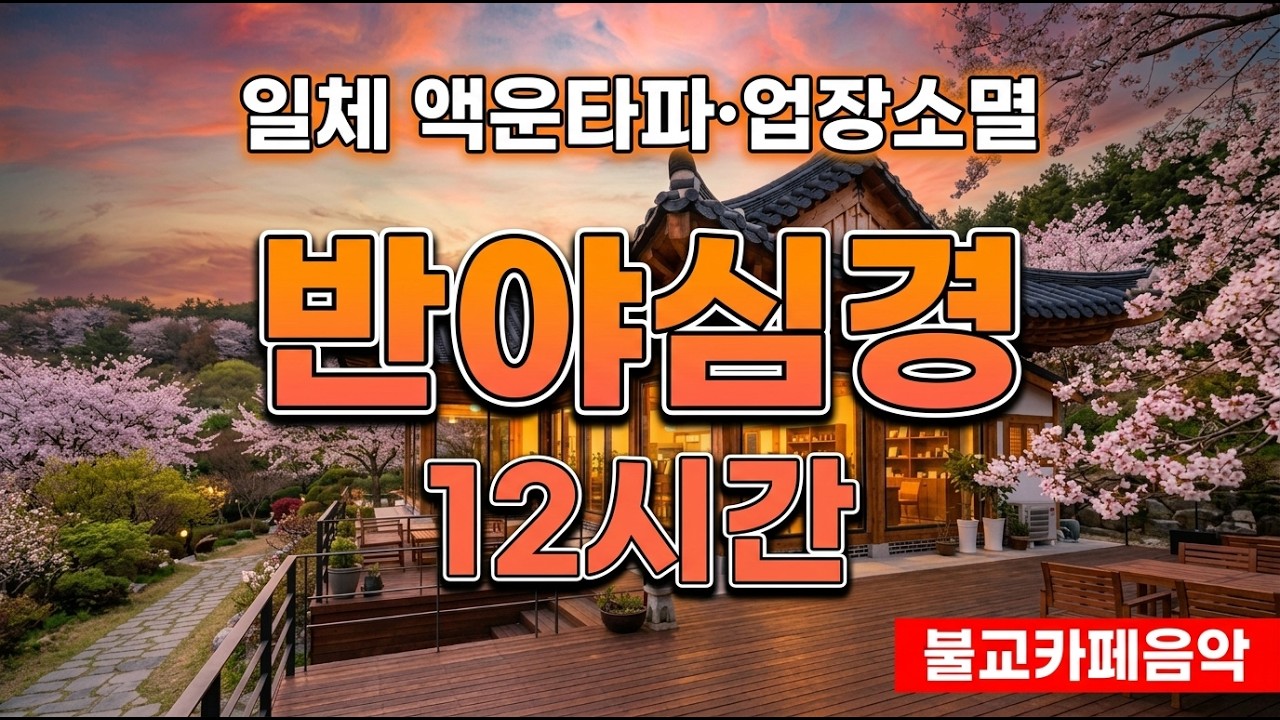 집안의 모든 나쁜 기운을 없애는 [반야심경 12시간] 일체 액운타파·업장소멸 | 불교 카페 BGM