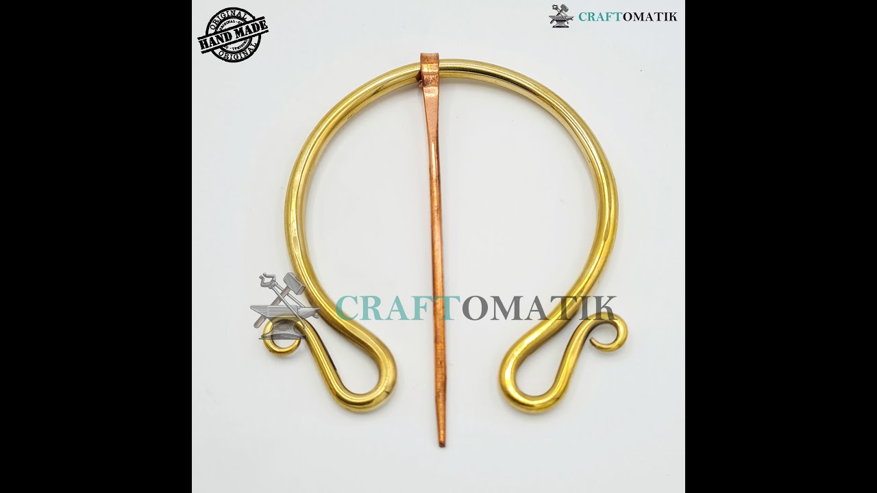 Medieval Brooch | Brass Ring | Red Copper Needle | Handmade Viking LARP Fibula Ring Clasp | HFRCB07