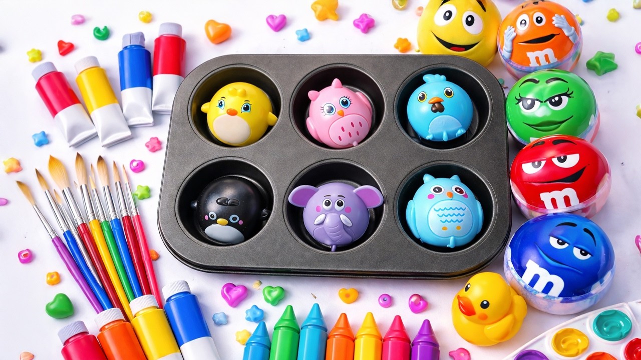 12 minutes Relaxing No Talking ASMR | Color Mixing with 3D Animals 🧸